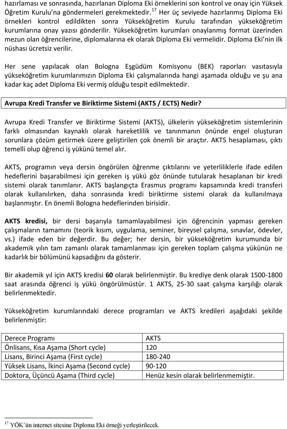 Yükseköğretim kurumları onaylanmış format üzerinden mezun olan öğrencilerine, diplomalarına ek olarak Diploma Eki vermelidir. Diploma Eki nin ilk nüshası ücretsiz verilir.