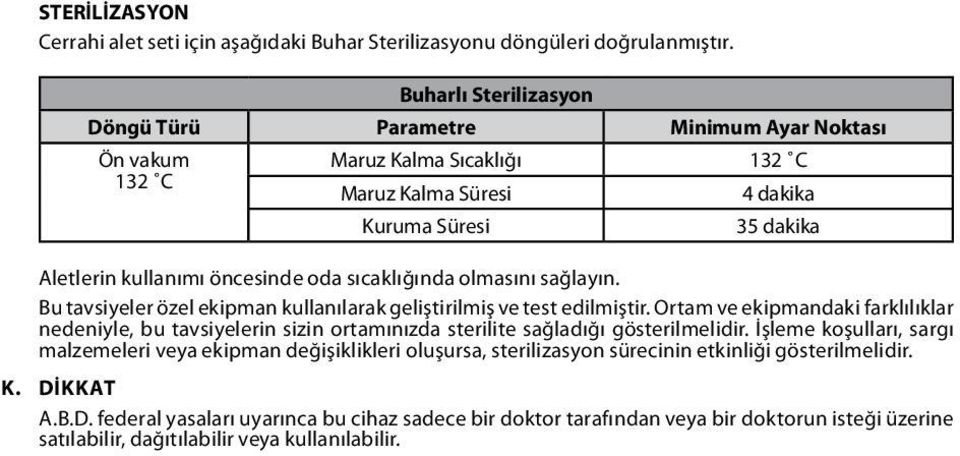 sıcaklığında olmasını sağlayın. Bu tavsiyeler özel ekipman kullanılarak geliştirilmiş ve test edilmiştir.