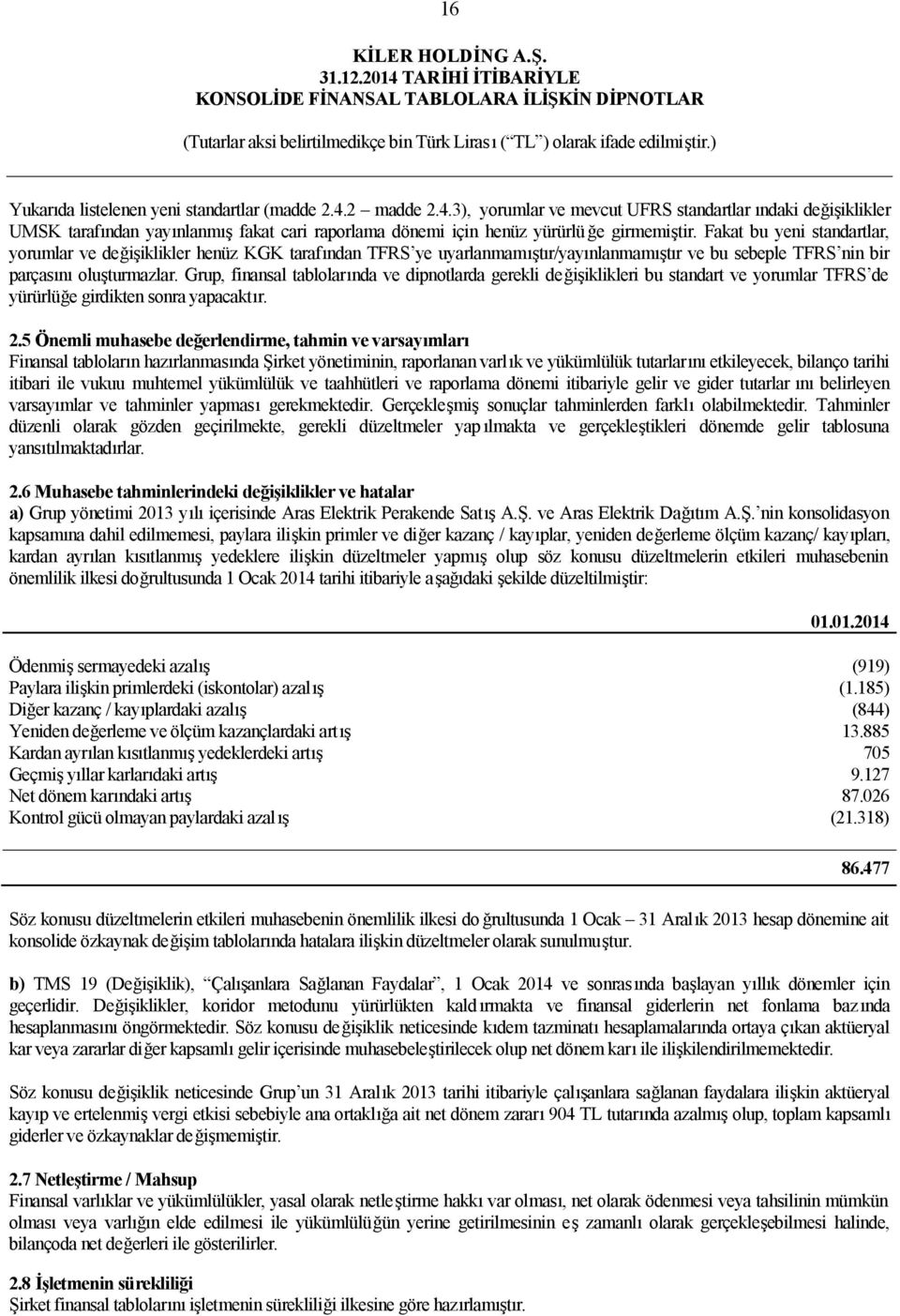 Fakat bu yeni standartlar, yorumlar ve değişiklikler henüz KGK tarafından TFRS ye uyarlanmamıştır/yayınlanmamıştır ve bu sebeple TFRS nin bir parçasını oluşturmazlar.