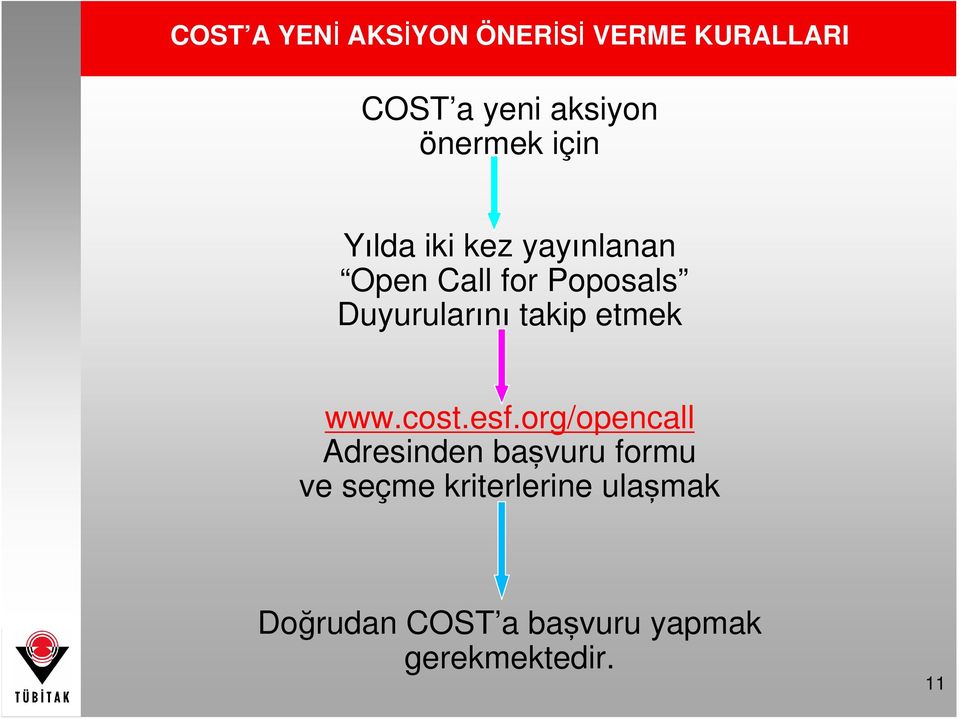 Duyurularını takip etmek www.cost.esf.