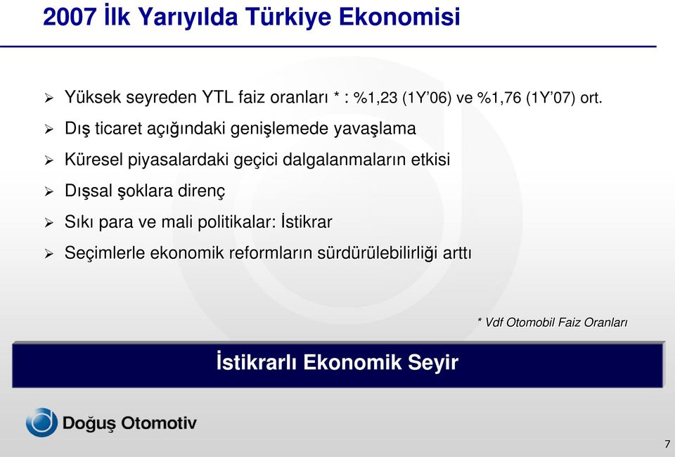 Dış ticaret açığındaki genişlemede yavaşlama Küresel piyasalardaki geçici dalgalanmaların