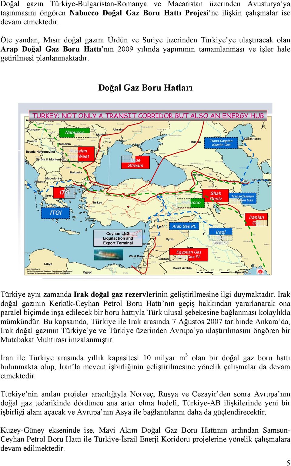 Doğal Gaz Boru Hatları Austria TURKEY: NOT ONLY A TRANSIT CORRIDOR BUT ALSO AN ENERGY HUB Nabucco Bosnia Herzegovina Russian Gas-West Blue Stream Trans-Caspian Kazakh Gas ITG Nabucco Shah Deniz