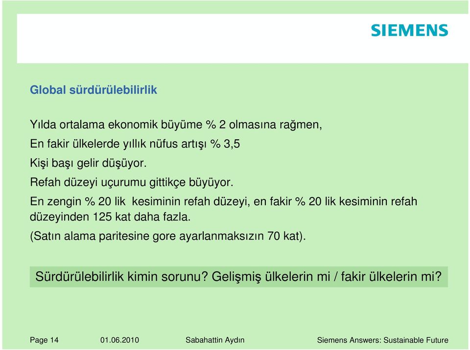 En zengin % 20 lik kesiminin refah düzeyi, en fakir % 20 lik kesiminin refah düzeyinden 125 kat daha fazla.