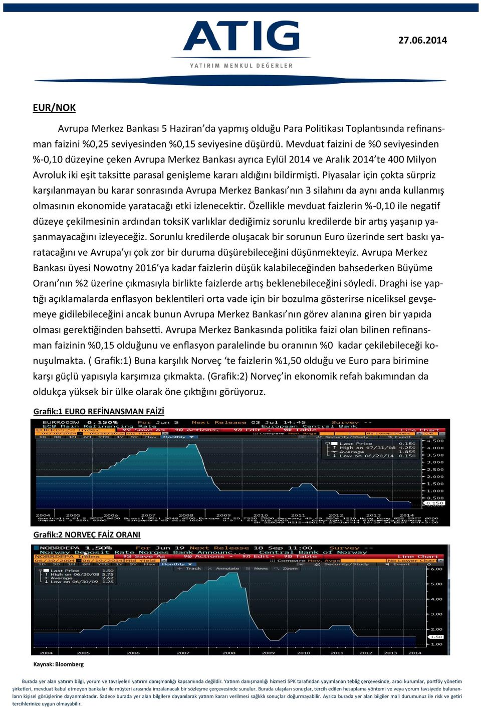 Piyasalar için çokta sürpriz karşılanmayan bu karar sonrasında Avrupa Merkez Bankası nın 3 silahını da aynı anda kullanmış olmasının ekonomide yaratacağı etki izlenecektir.