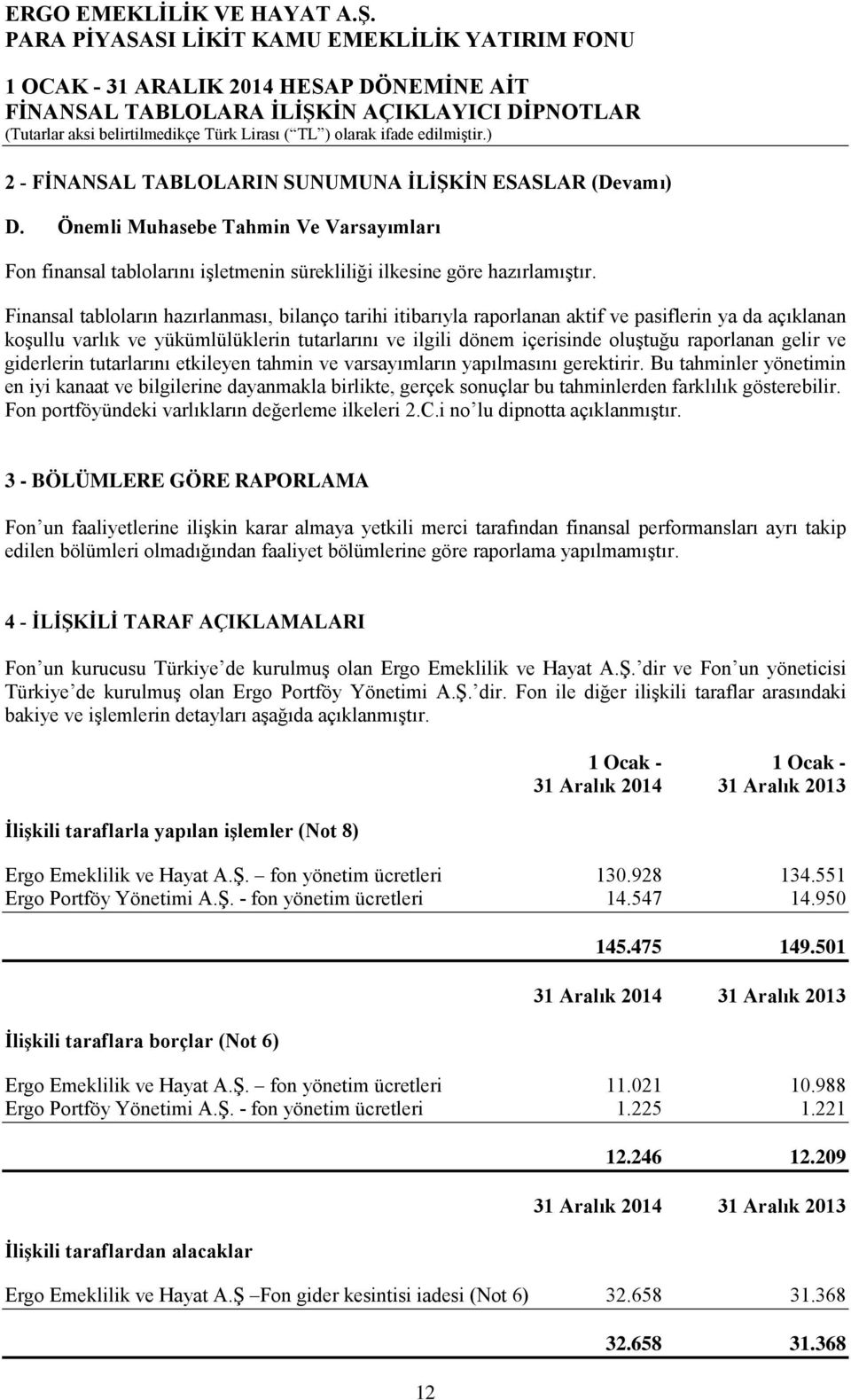 Finansal tabloların hazırlanması, bilanço tarihi itibarıyla raporlanan aktif ve pasiflerin ya da açıklanan koşullu varlık ve yükümlülüklerin tutarlarını ve ilgili dönem içerisinde oluştuğu raporlanan