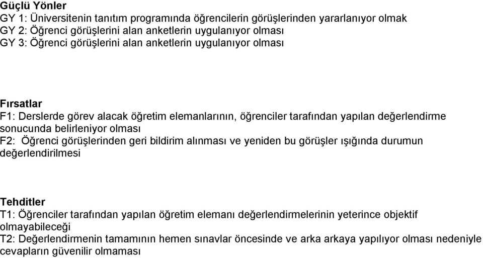 Öğrenci görüşlerinden geri bildirim alınması ve yeniden bu görüşler ışığında durumun değerlendirilmesi T1: Öğrenciler tarafından yapılan öğretim elemanı