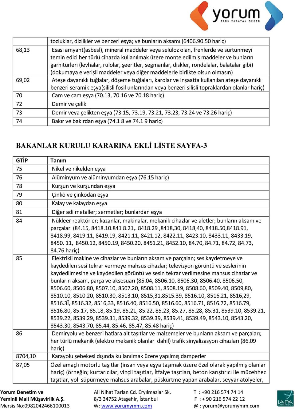 rulolar, şeeritler, segmanlar, diskler, rondelalar, balatalar gibi) (dokumaya elverişli maddeler veya diğer maddelerle birlikte olsun olmasın) 69,02 Ateşe dayanıklı tuğlalar, döşeme tuğlaları,