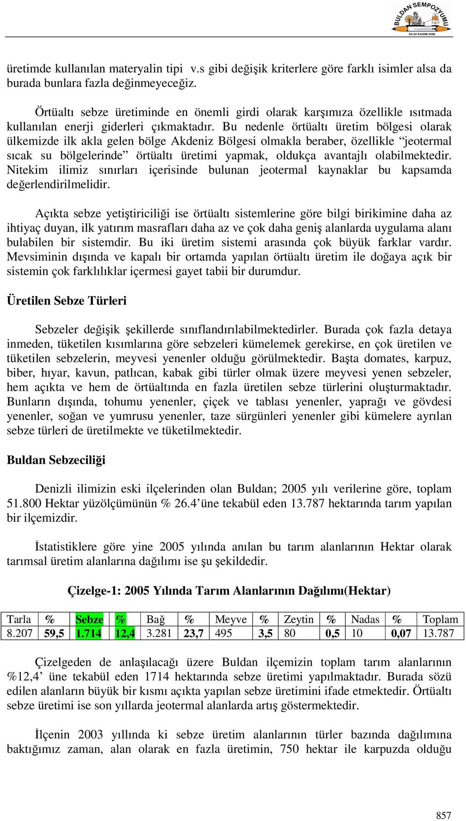 Bu nedenle örtüaltı üretim bölgesi olarak ülkemizde ilk akla gelen bölge Akdeniz Bölgesi olmakla beraber, özellikle jeotermal sıcak su bölgelerinde örtüaltı üretimi yapmak, oldukça avantajlı