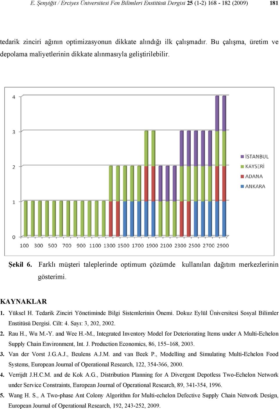 Tedari Zinciri Yönetiminde Bilgi Sistemlerinin Önemi. Douz Eylül Üniversitesi Sosyal Bilimler Enstitüsü Dergisi. Cilt: 4. Sayı: 3, 202, 2002. 2. Rau H., Wu M.-Y. and Wee H.-M.