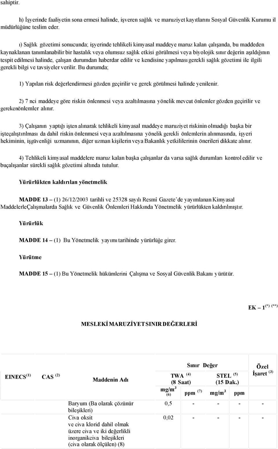 değerin aşıldığının tespit edilmesi halinde, çalışan durumdan haberdar edilir ve kendisine yapılması gerekli sağlık gözetimi ile ilgili gerekli bilgi ve tavsiyeler verilir.