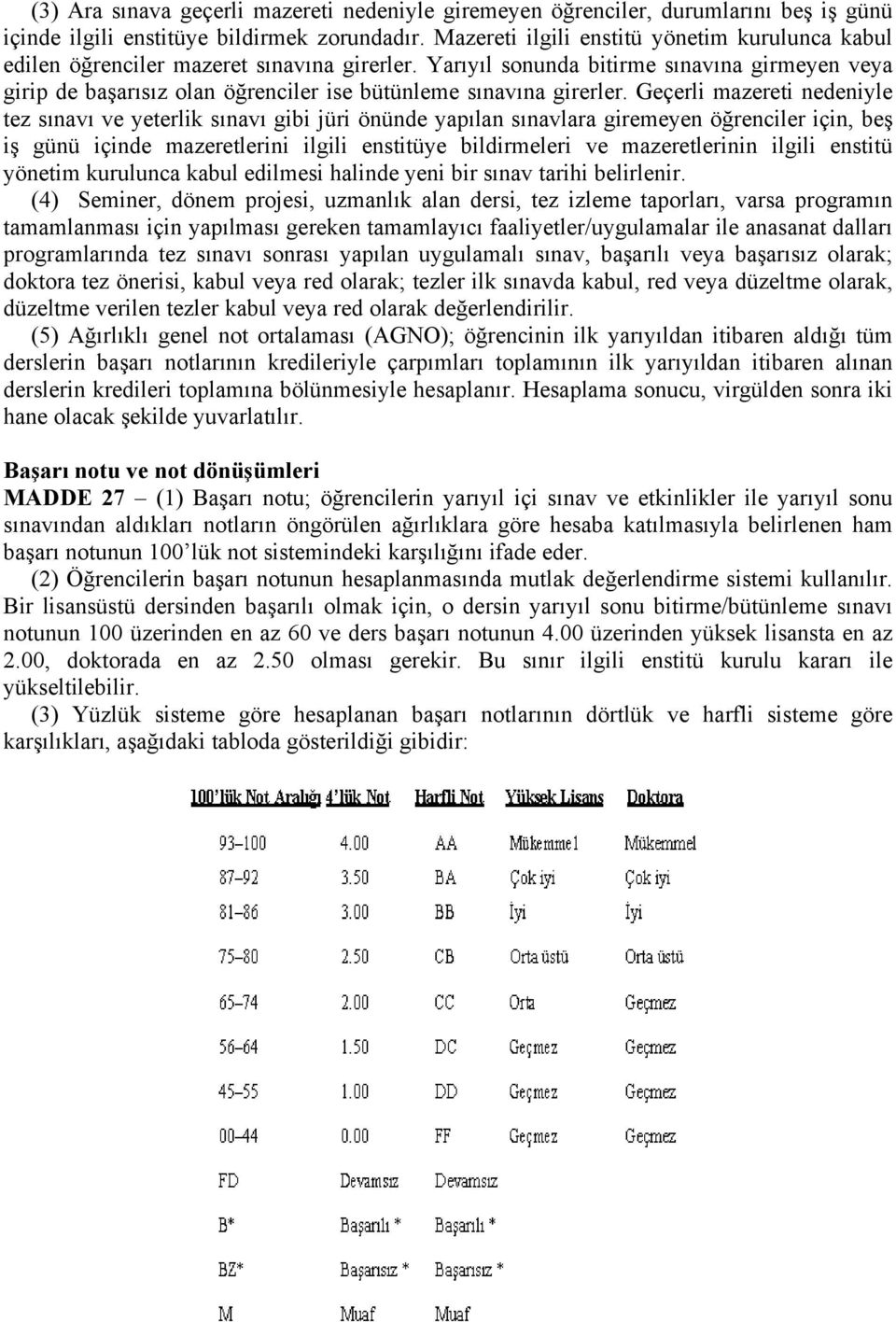 Yarıyıl sonunda bitirme sınavına girmeyen veya girip de başarısız olan öğrenciler ise bütünleme sınavına girerler.