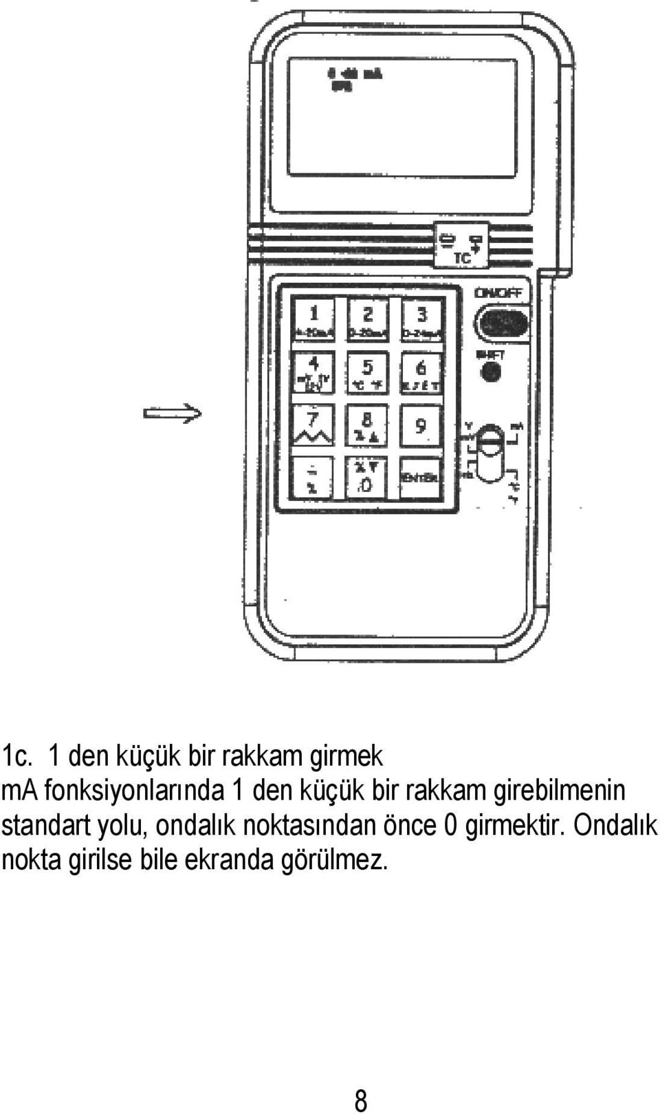 girebilmenin standart yolu, ondalık noktasından