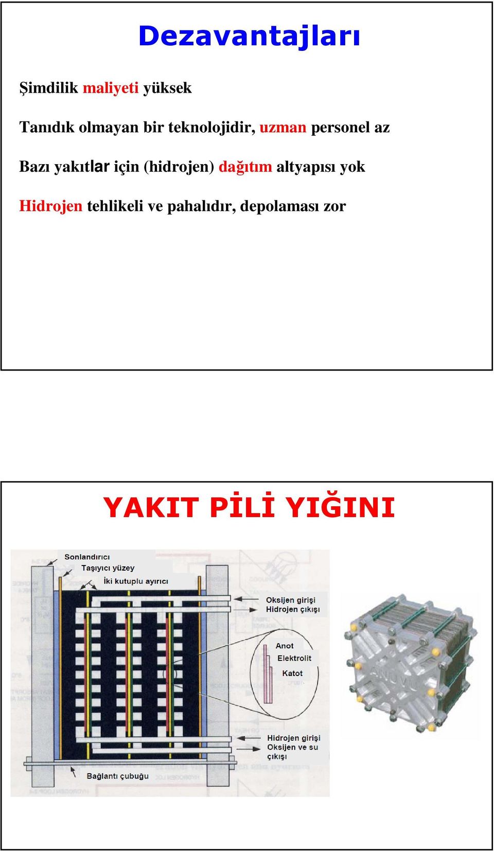 yakıtlar için (hidrojen) dağıtım altyapısı yok