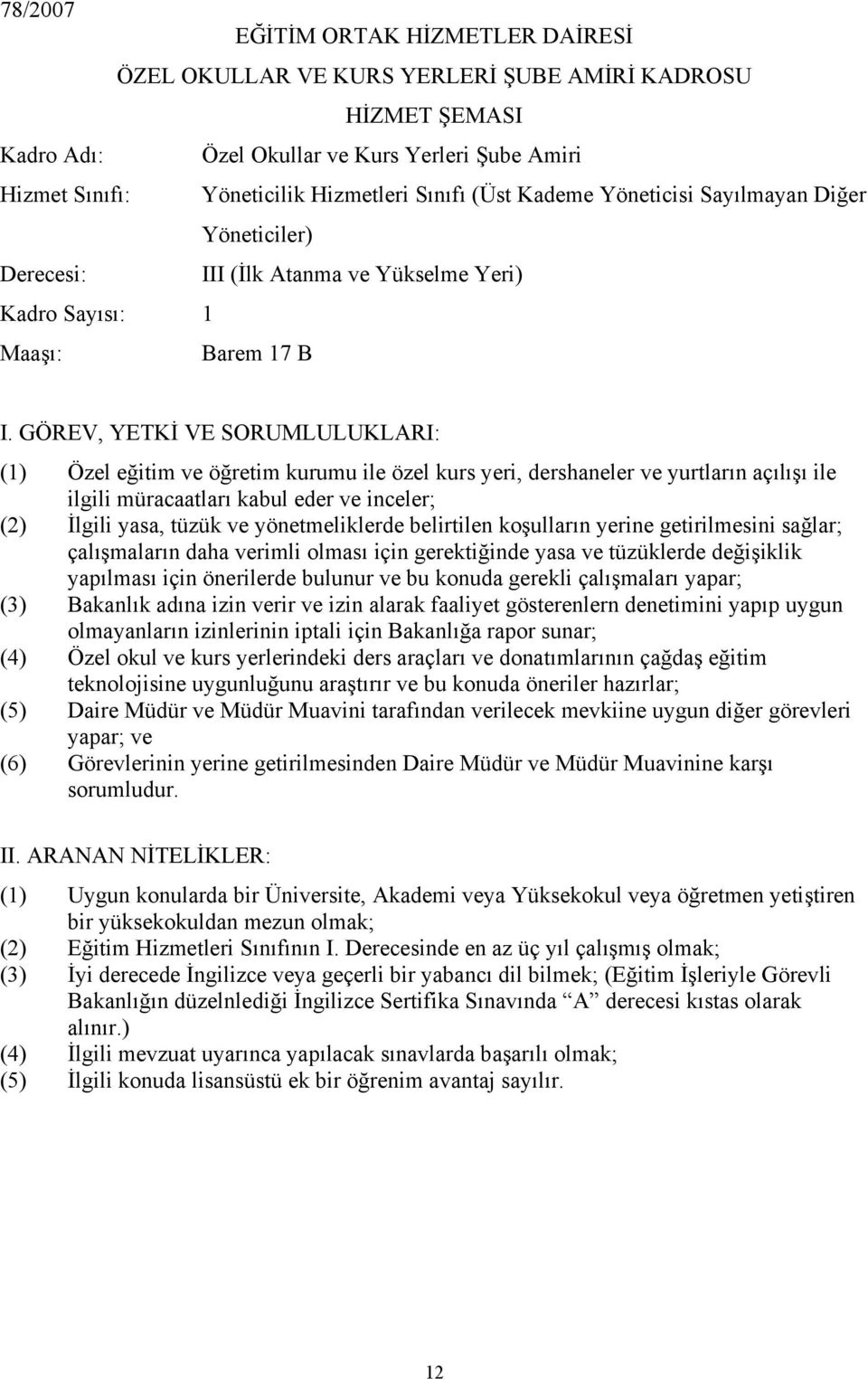 GÖREV, YETKİ VE SORUMLULUKLARI: (1) Özel eğitim ve öğretim kurumu ile özel kurs yeri, dershaneler ve yurtların açılışı ile ilgili müracaatları kabul eder ve inceler; (2) İlgili yasa, tüzük ve