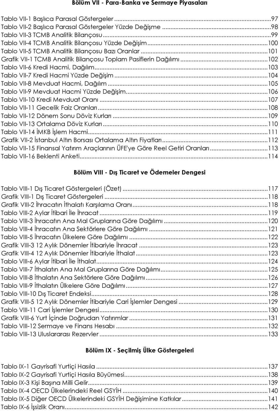 ..102 Tablo VII-6 Kredi Hacmi, Dağılım...103 Tablo VII-7 Kredi Hacmi Yüzde Değişim...104 Tablo VII-8 Mevduat Hacmi, Dağılım...105 Tablo VII-9 Mevduat Hacmi Yüzde Değişim.