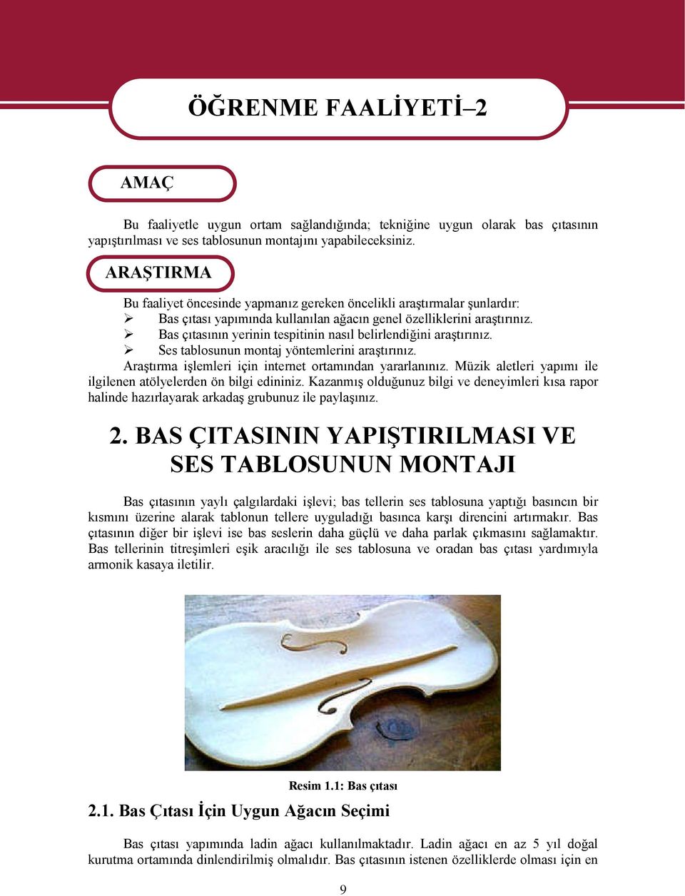 Bas çıtasının yerinin tespitinin nasıl belirlendiğini araştırınız. Ses tablosunun montaj yöntemlerini araştırınız. Araştırma işlemleri için internet ortamından yararlanınız.