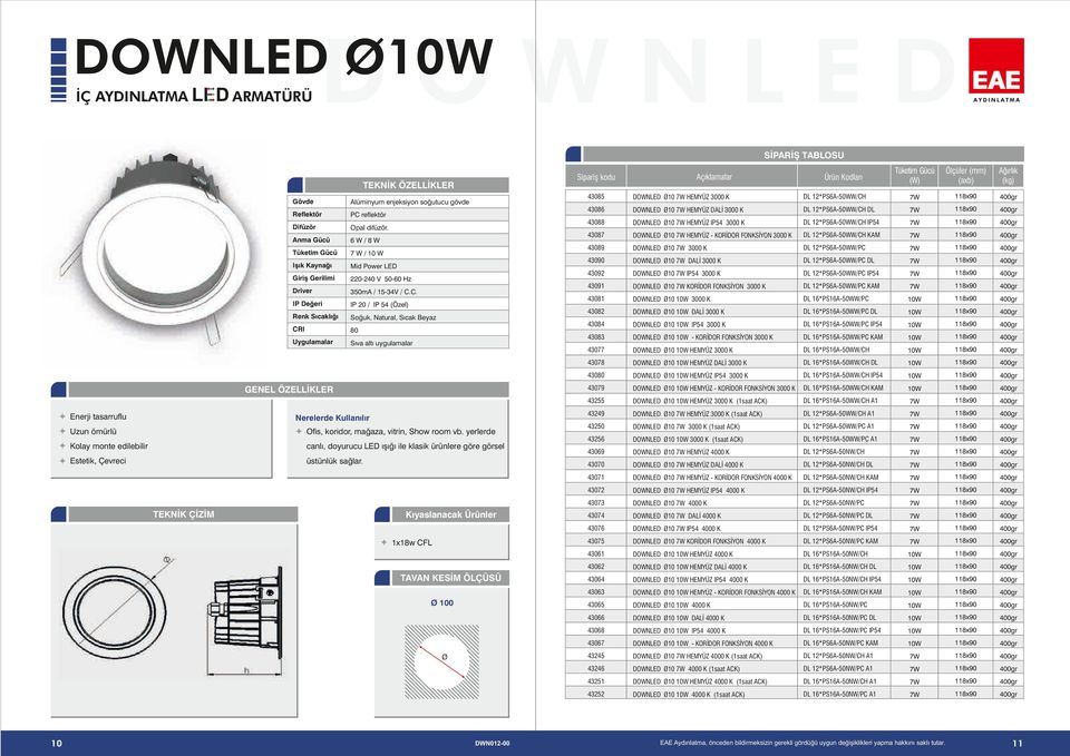 Kıyaslanacak Ürünler x8w CFL TAVAN KESİM ÖLÇÜSÜ Ø 00 Ø DWN0200 (axb) DOWNLED Ø0 HEMYÜZ 3000 K DL 2*PS6A0WW/CH 8x0 DOWNLED Ø0 HEMYÜZ DALİ 3000 K DL 2*PS6A0WW/CH DL 8x0 3088 DOWNLED Ø0 HEMYÜZ IP 3000 K