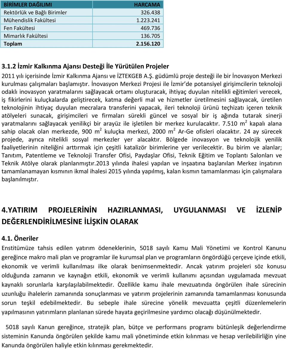 İnovasyon Merkezi Projesi ile İzmir de potansiyel girişimcilerin teknoloji odaklı inovasyon yaratmalarını sağlayacak ortamı oluşturacak, ihtiyaç duyulan nitelikli eğitimleri verecek, iş fikirlerini