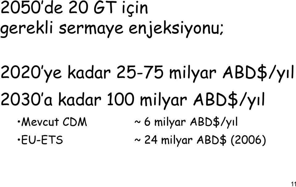 ABD$/yıl 2030 a kadar 100 milyar ABD$/yıl