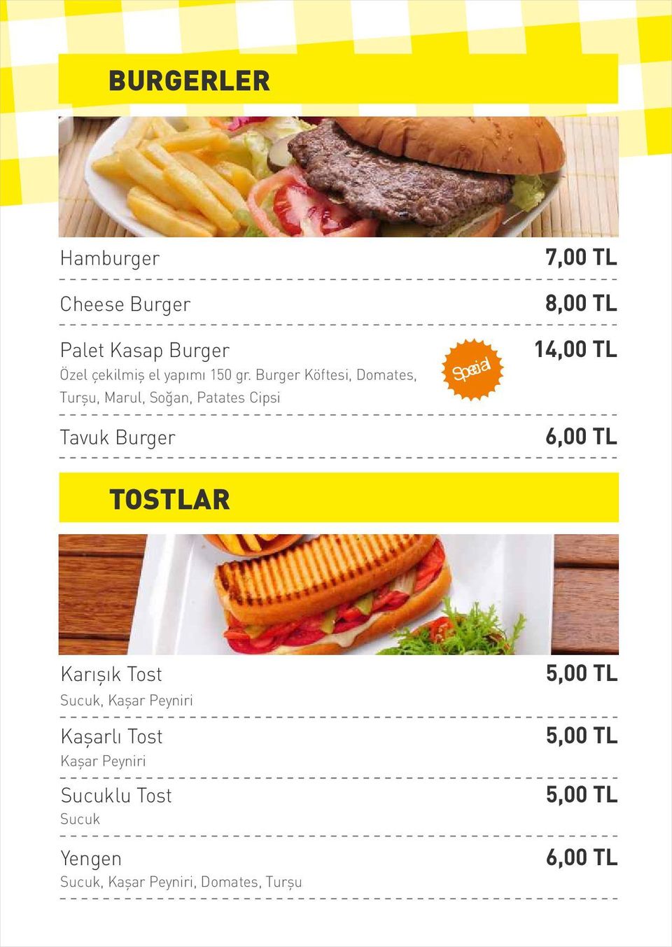 Burger Köftesi, Domates, Turşu, Marul, Soğan, Patates Cipsi Tavuk Burger al