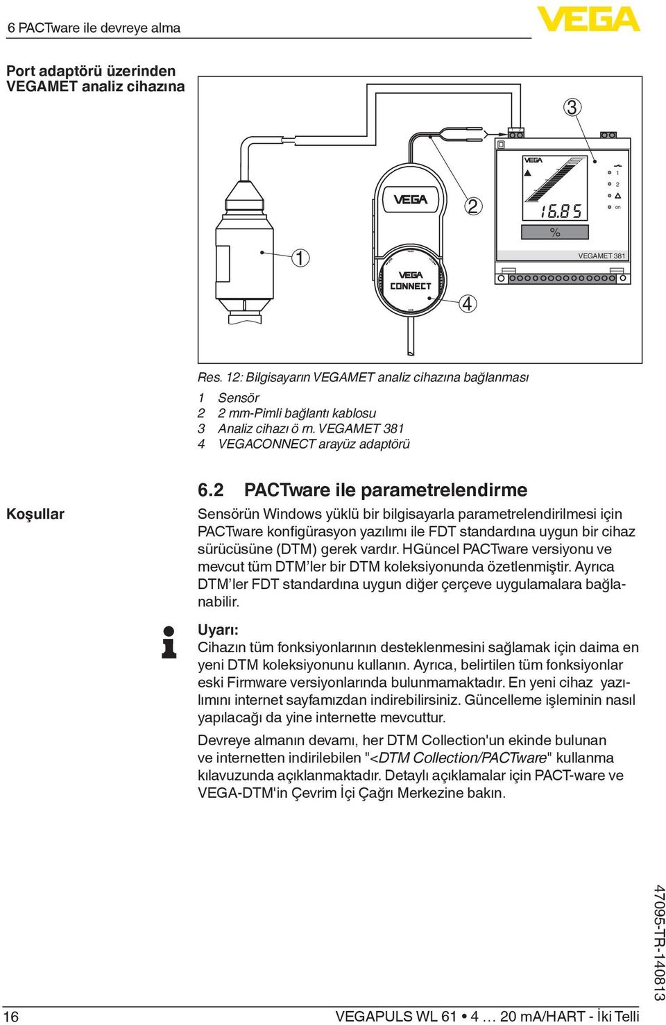 2 PACTware ile parametrelendirme Sensörün Windows yüklü bir bilgisayarla parametrelendirilmesi için PACTware konfigürasyon yazılımı ile FDT standardına uygun bir cihaz sürücüsüne (DTM) gerek vardır.