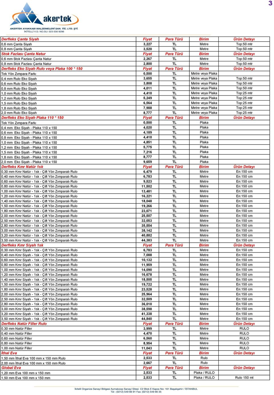 Detayı Tek Yön Zımpara Farkı 0,500 TL Metre veya Plaka 0,4 mm Rulo Eko Siyah 3,655 TL Metre veya Plaka Top:50 mtr 0,6 mm Rulo Eko Siyah 3,808 TL Metre veya Plaka Top:50 mtr 0,8 mm Rulo Eko Siyah