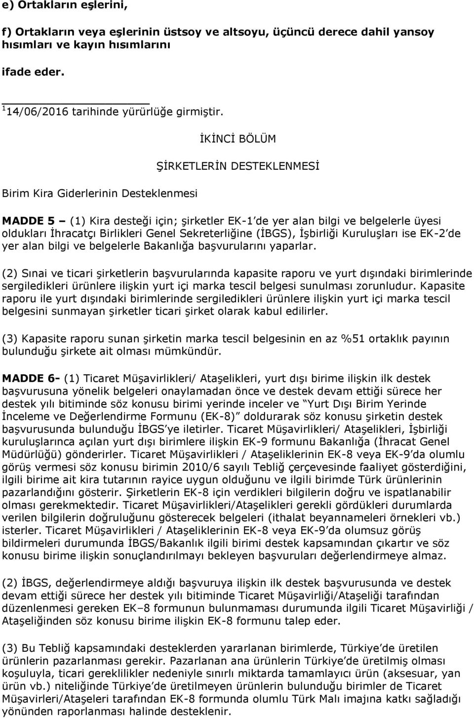 Sekreterliğine (İBGS), İşbirliği Kuruluşları ise EK-2 de yer alan bilgi ve belgelerle Bakanlığa başvurularını yaparlar.