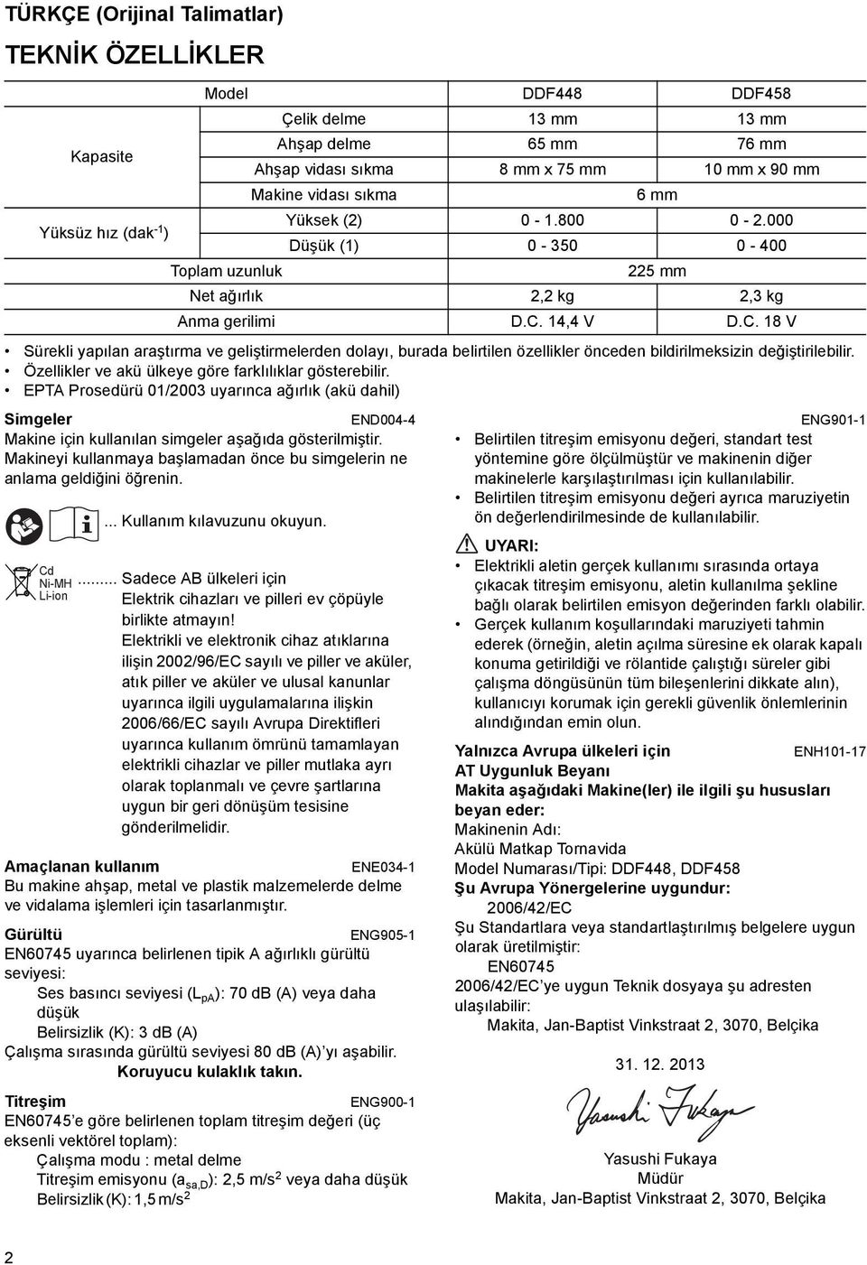 Makineyi kullanmaya başlamadan önce bu simgelerin ne anlama geldiğini öğrenin.... Kullanım kılavuzunu okuyun.... Sadece AB ülkeleri için Elektrik cihazları ve pilleri ev çöpüyle birlikte atmayın!