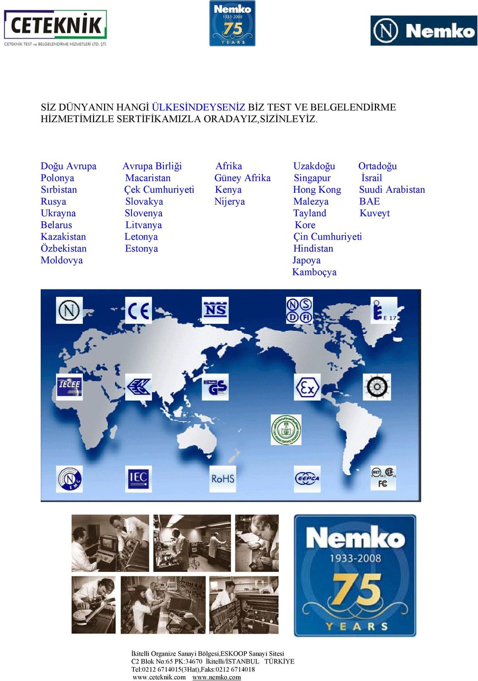 Çek Cumhuriyeti Kenya Hong Kong Suudi Arabistan Rusya Slovakya Nijerya Malezya BAE Ukrayna Slovenya Tayland