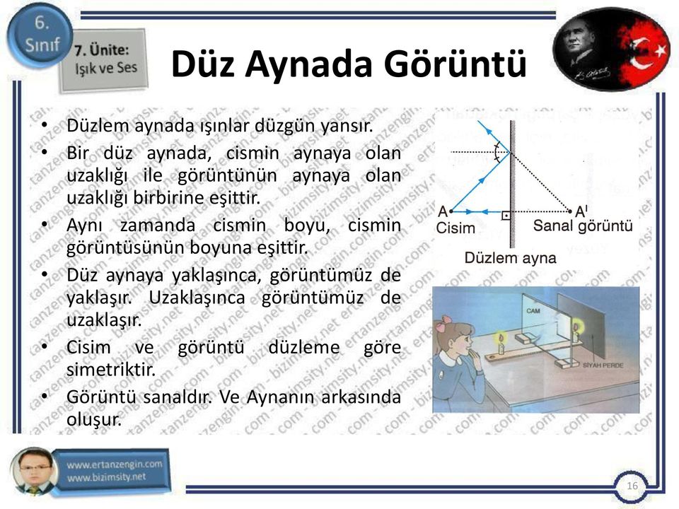 Aynı zamanda cismin boyu, cismin görüntüsünün boyuna eşittir.