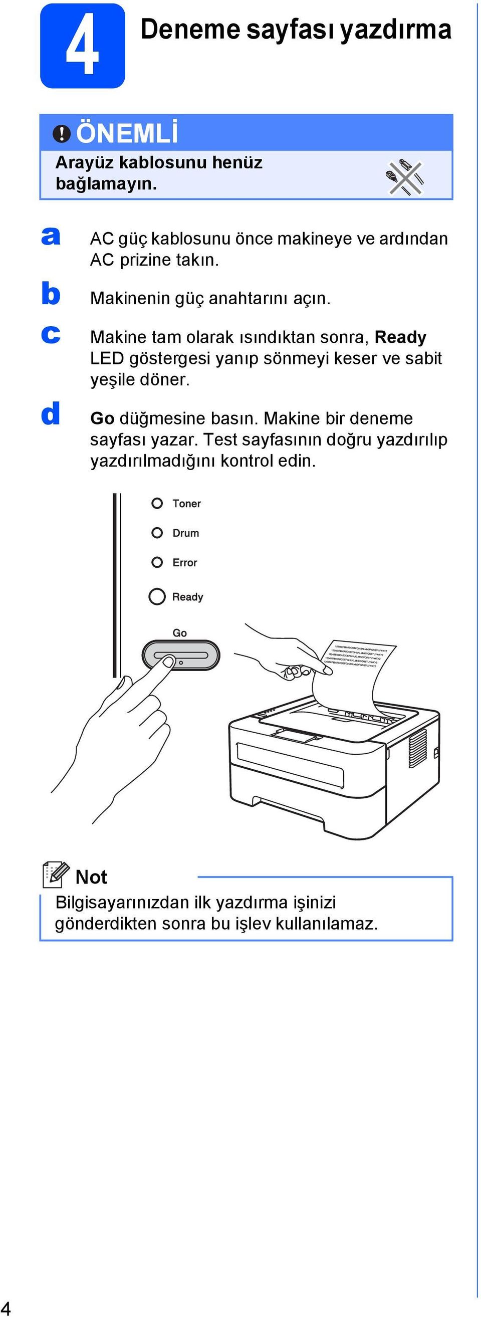 Mkine tm olrk ısındıktn sonr, Redy LED göstergesi ynıp sönmeyi keser ve sit yeşile döner.