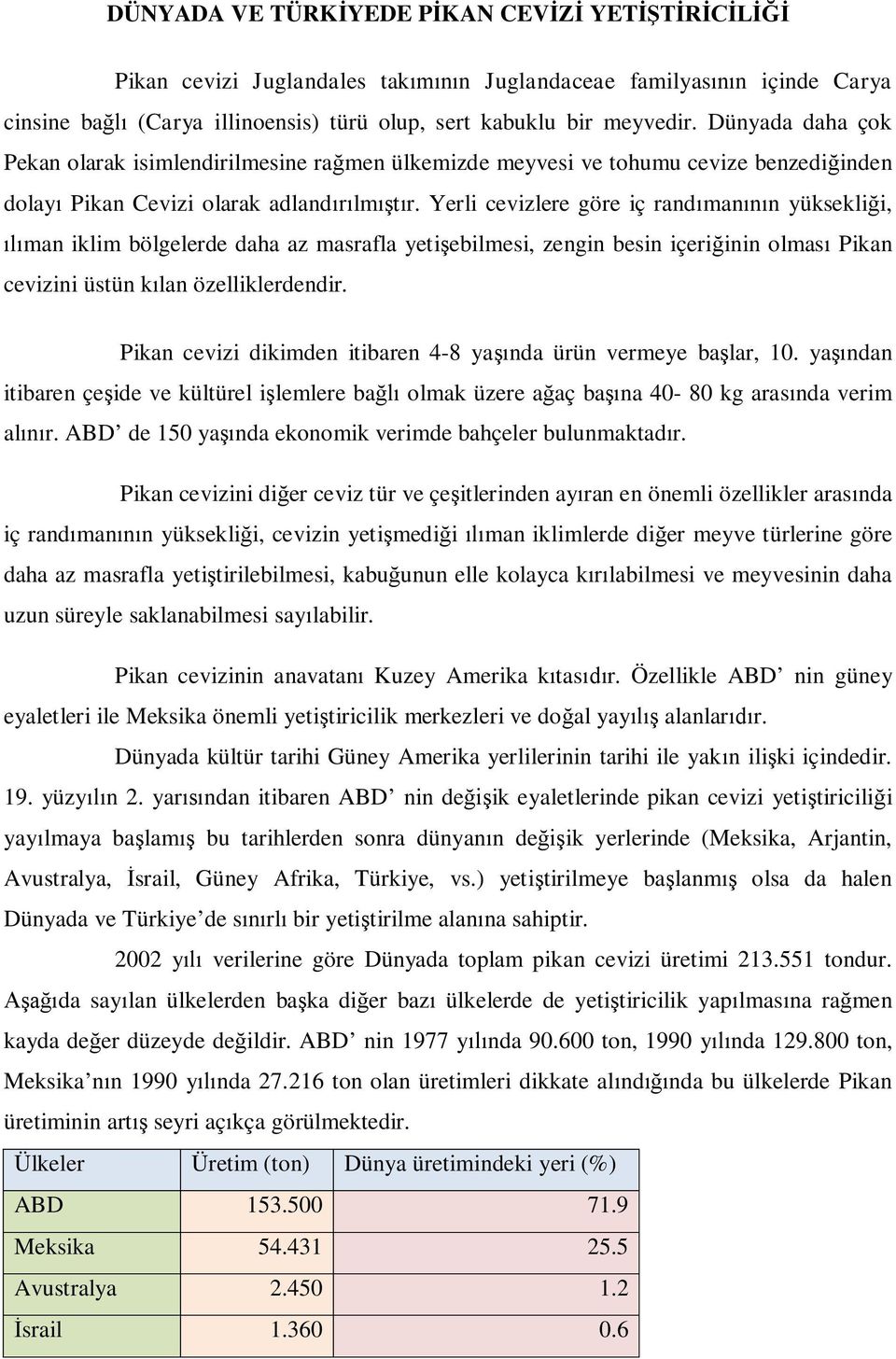 Yerli cevizlere göre iç rand man n yüksekli i, man iklim bölgelerde daha az masrafla yeti ebilmesi, zengin besin içeri inin olmas Pikan cevizini üstün k lan özelliklerdendir.