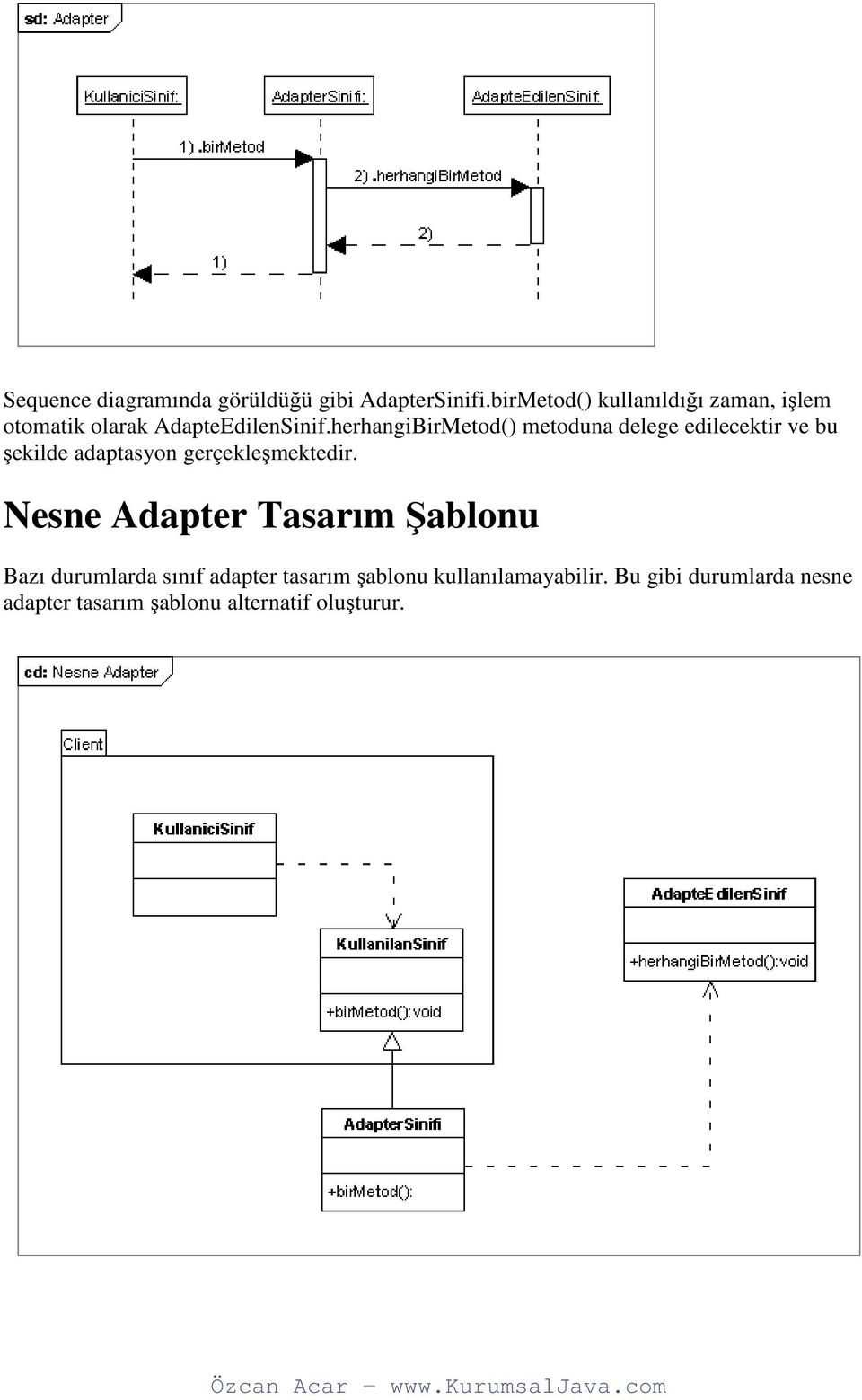 herhangiBirMetod() metoduna delege edilecektir ve bu şekilde adaptasyon gerçekleşmektedir.