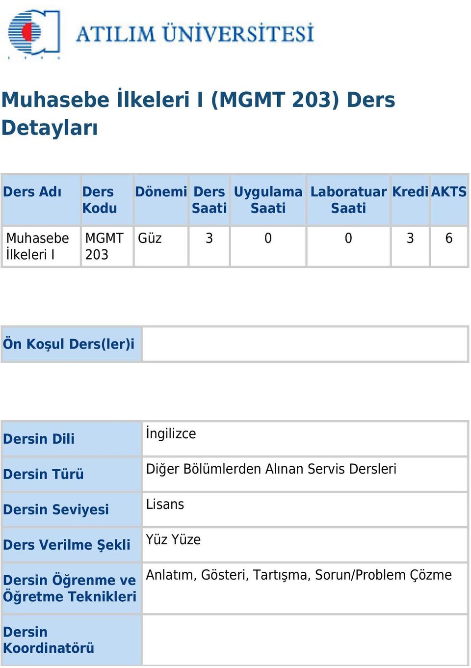 Dersin Türü Dersin Seviyesi Ders Verilme Şekli Dersin Öğrenme ve Öğretme Teknikleri İngilizce Diğer