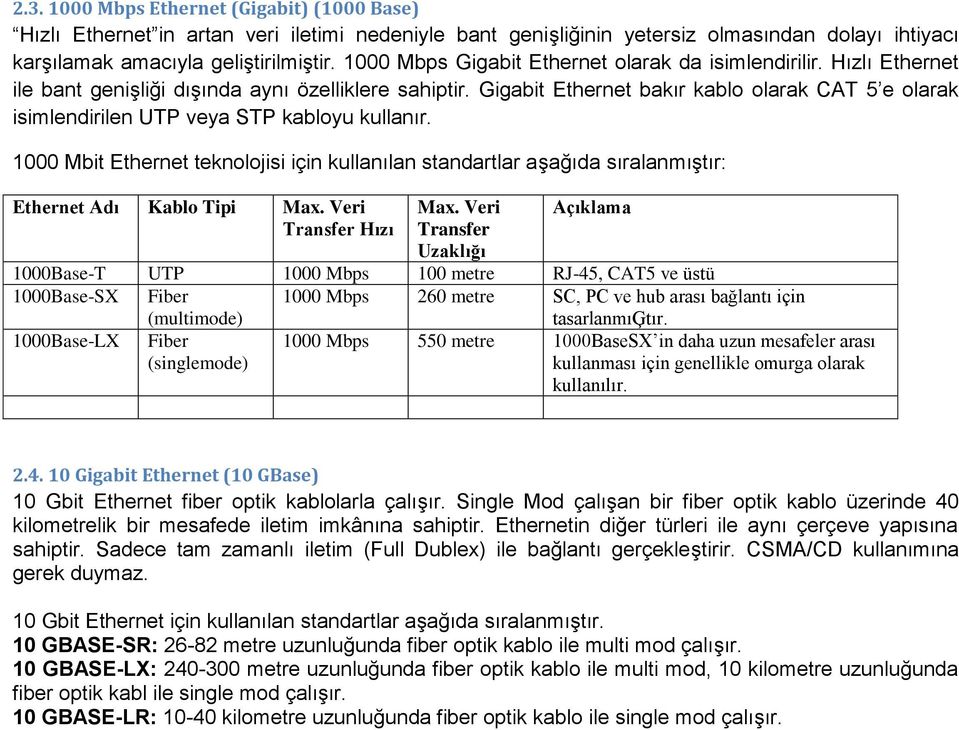 Gigabit Ethernet bakır kablo olarak CAT 5 e olarak isimlendirilen UTP veya STP kabloyu kullanır.