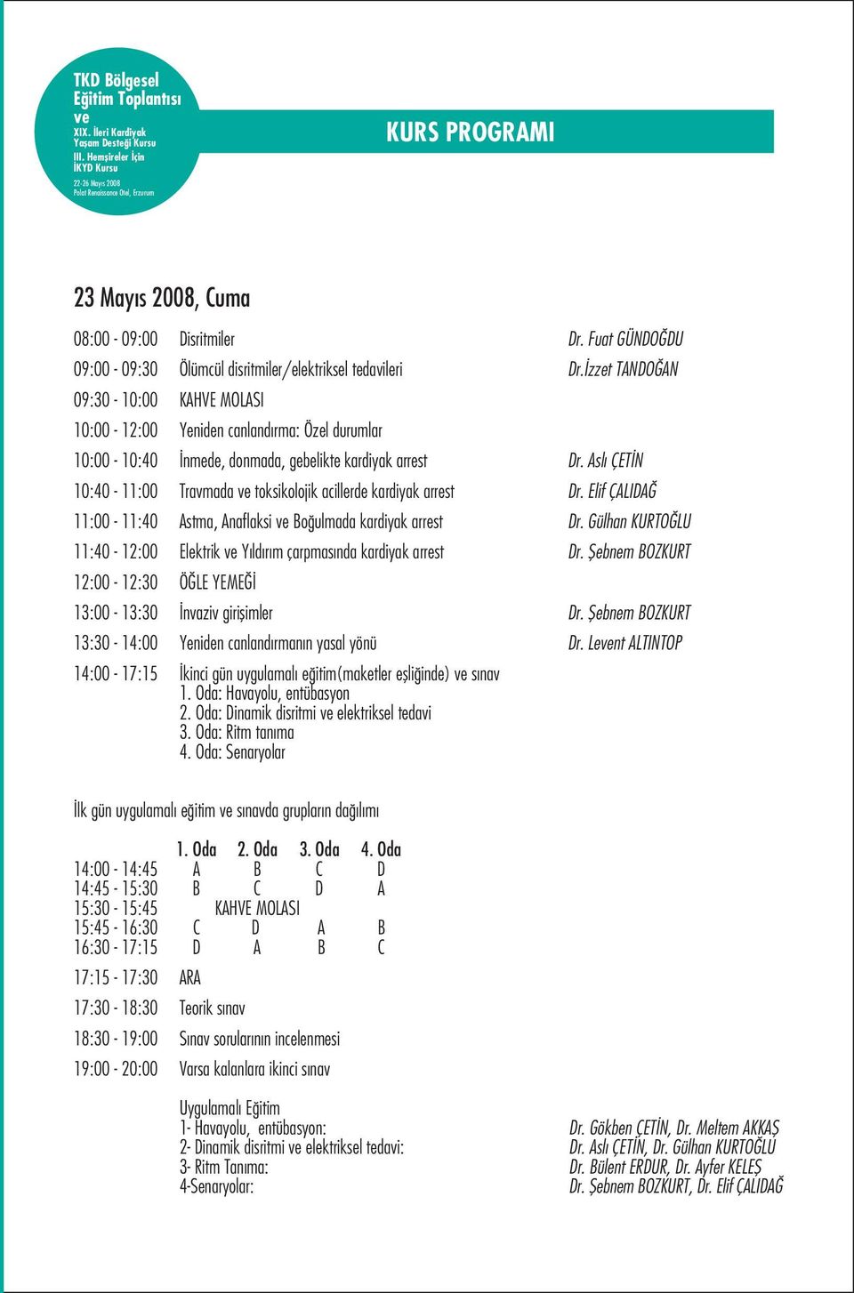 Asl ÇET N 10:40-11:00 Travmada toksikolojik acillerde kardiyak arrest Dr. Elif ÇALIDA 11:00-11:40 Astma, Anaflaksi Bo ulmada kardiyak arrest Dr.