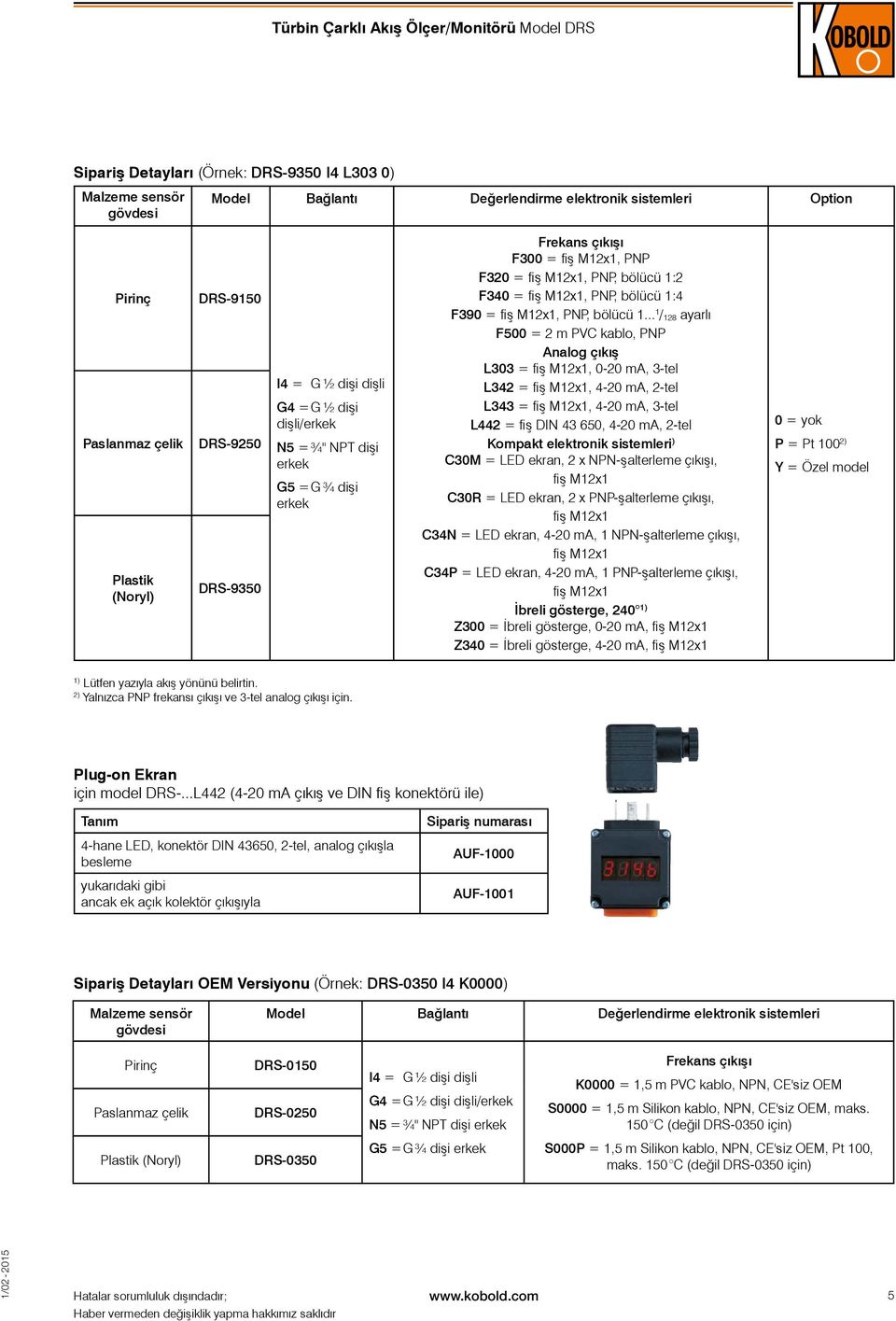.. / 8 ayarlı F500 = m PVC kablo, PNP Analog çıkış L0 = fiş Mx, 0-0 ma, -tel L = fiş Mx, -0 ma, -tel L = fiş Mx, -0 ma, -tel L = fiş DIN 650, -0 ma, -tel Kompakt elektronik sistemleri ) C0M = LED