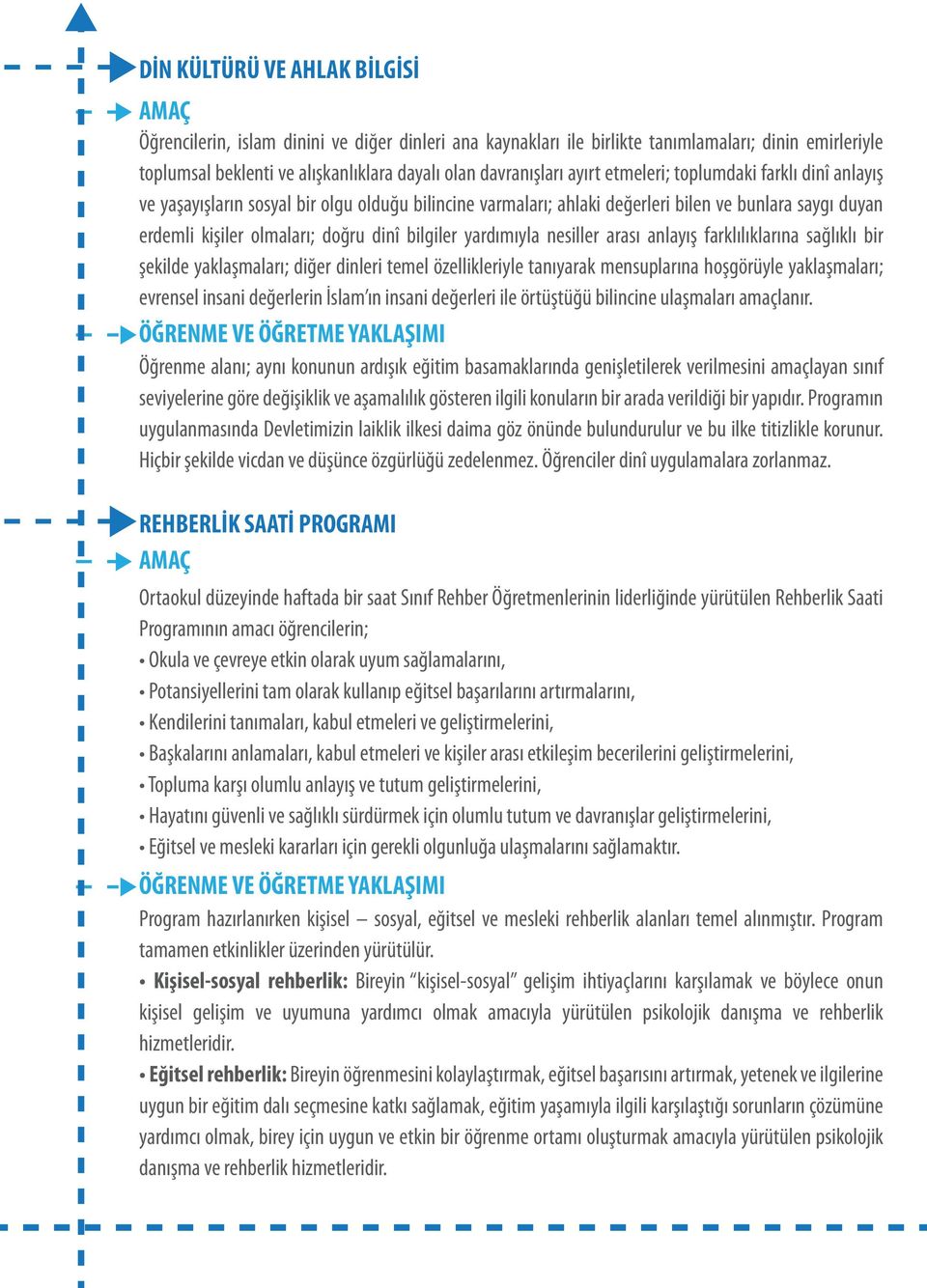 yardımıyla nesiller arası anlayış farklılıklarına sağlıklı bir şekilde yaklaşmaları; diğer dinleri temel özellikleriyle tanıyarak mensuplarına hoşgörüyle yaklaşmaları; evrensel insani değerlerin