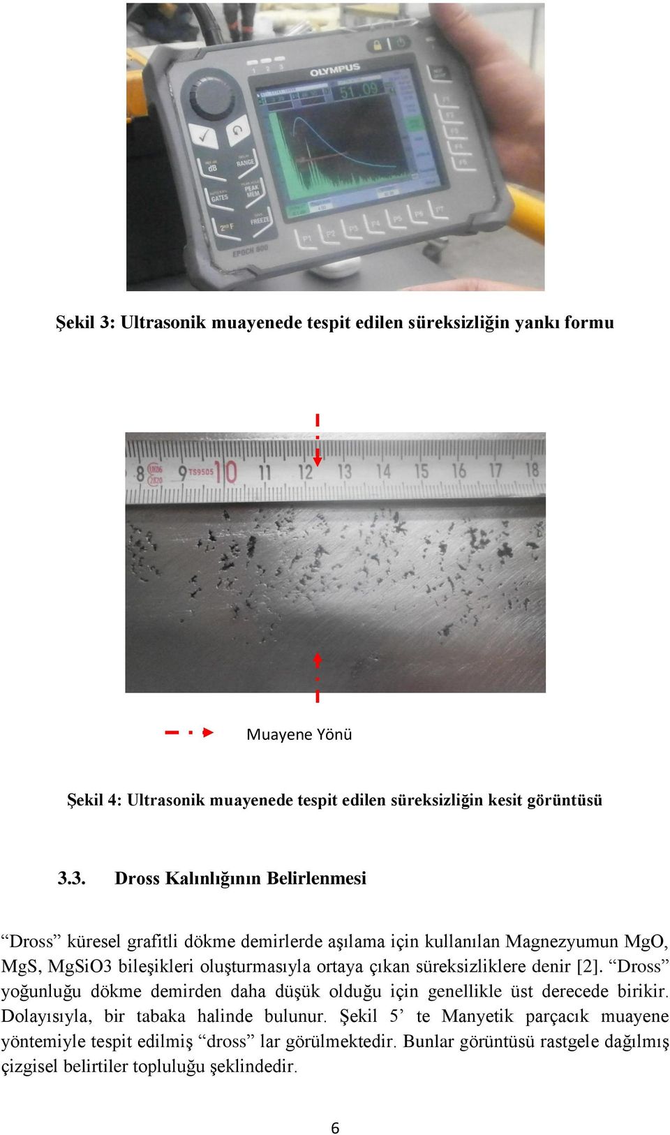 3. Dross Kalınlığının Belirlenmesi Dross küresel grafitli dökme demirlerde aşılama için kullanılan Magnezyumun MgO, MgS, MgSiO3 bileşikleri oluşturmasıyla ortaya