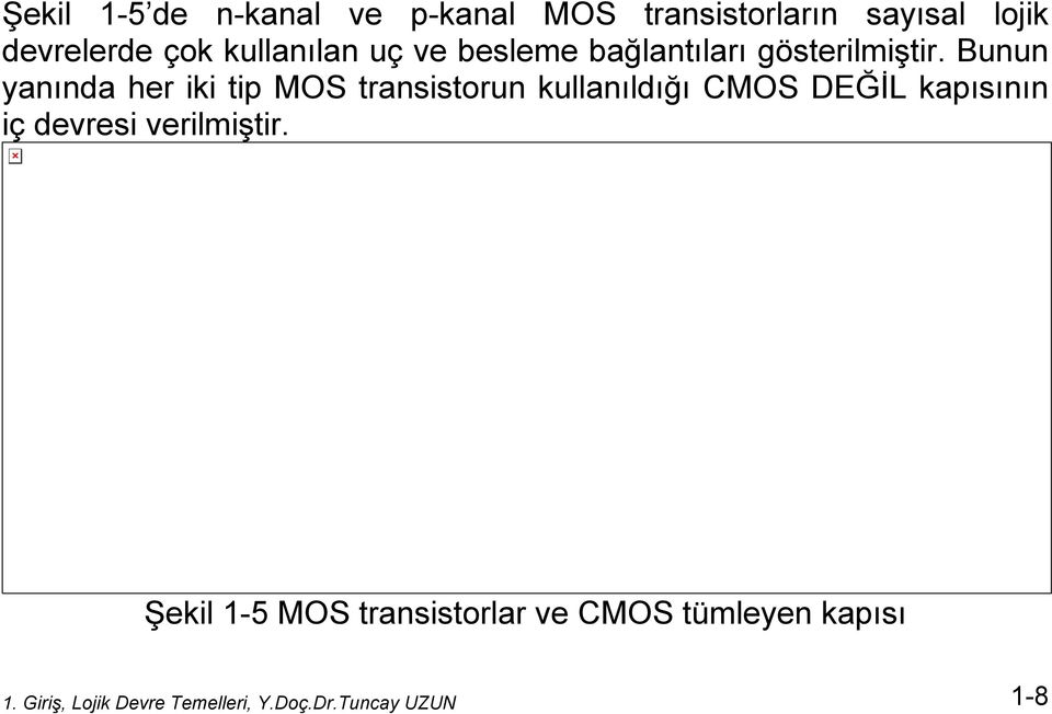 Bunun yanında her iki tip MOS transistorun kullanıldığı CMOS DEĞİL kapısının iç