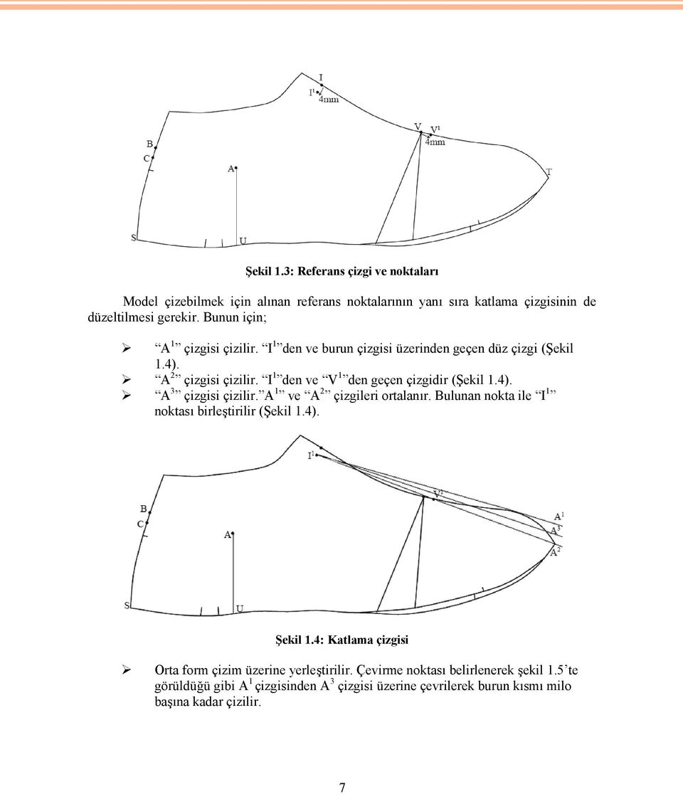 I 1 den ve V 1 den geçen çizgidir (Şekil 1.4). A 3 çizgisi çizilir. A 1 ve A 2 çizgileri ortalanır. Bulunan nokta ile I 1 noktası birleştirilir (Şekil 1.4). Şekil 1.