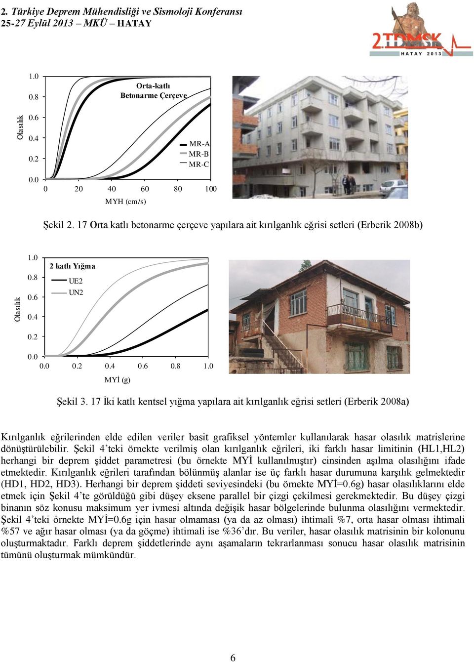 17 İki katlı kentsel yığma yapılara ait kırılganlık eğrisi setleri (Erberik 2008a) Kırılganlık eğrilerinden elde edilen veriler basit grafiksel yöntemler kullanılarak hasar olasılık matrislerine