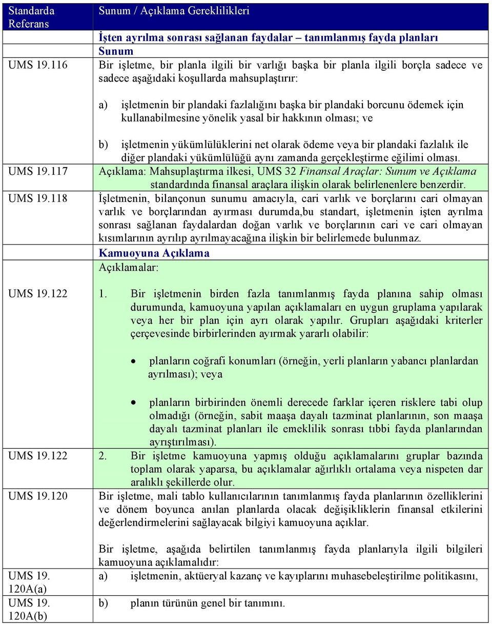 olarak ödeme veya bir plandaki fazlalık ile diğer plandaki yükümlülüğü aynı zamanda gerçekleştirme eğilimi olması.