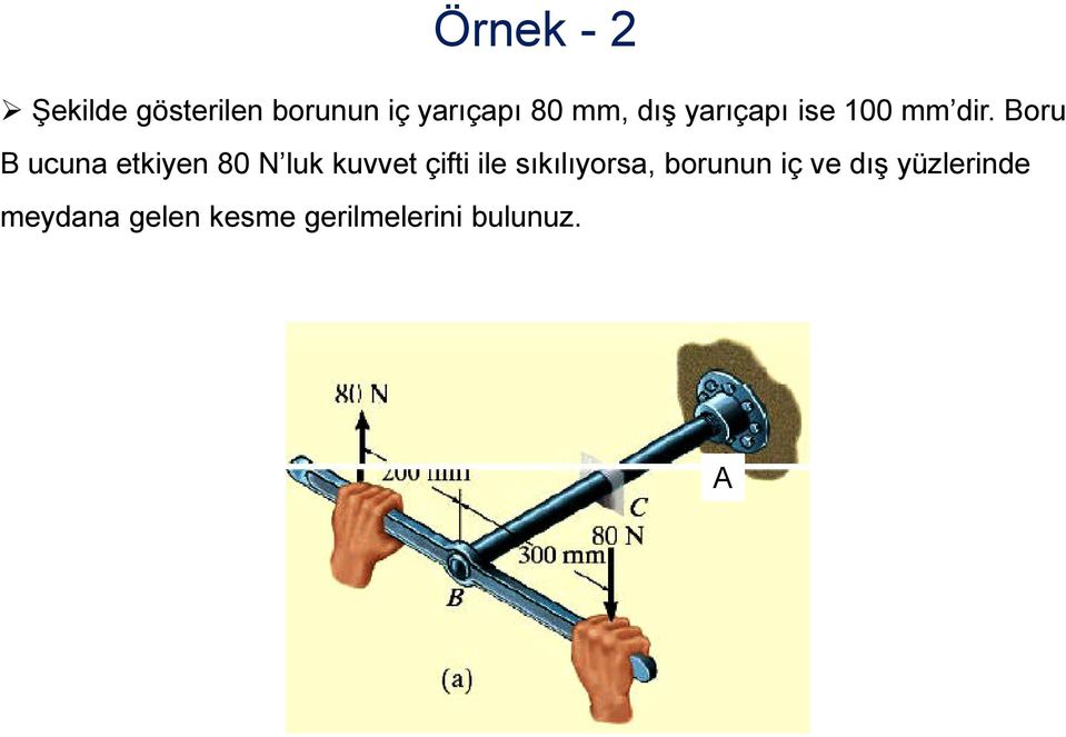 Boru B ucuna etkiyen 80 N luk kuvvet çifti ile