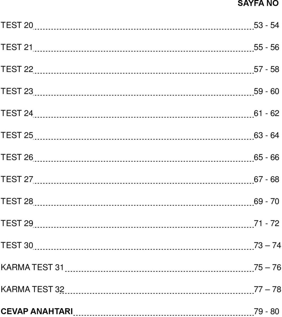 67-68 TEST 8 69-70 TEST 9 7-7 TEST 0 7 74 KARMA