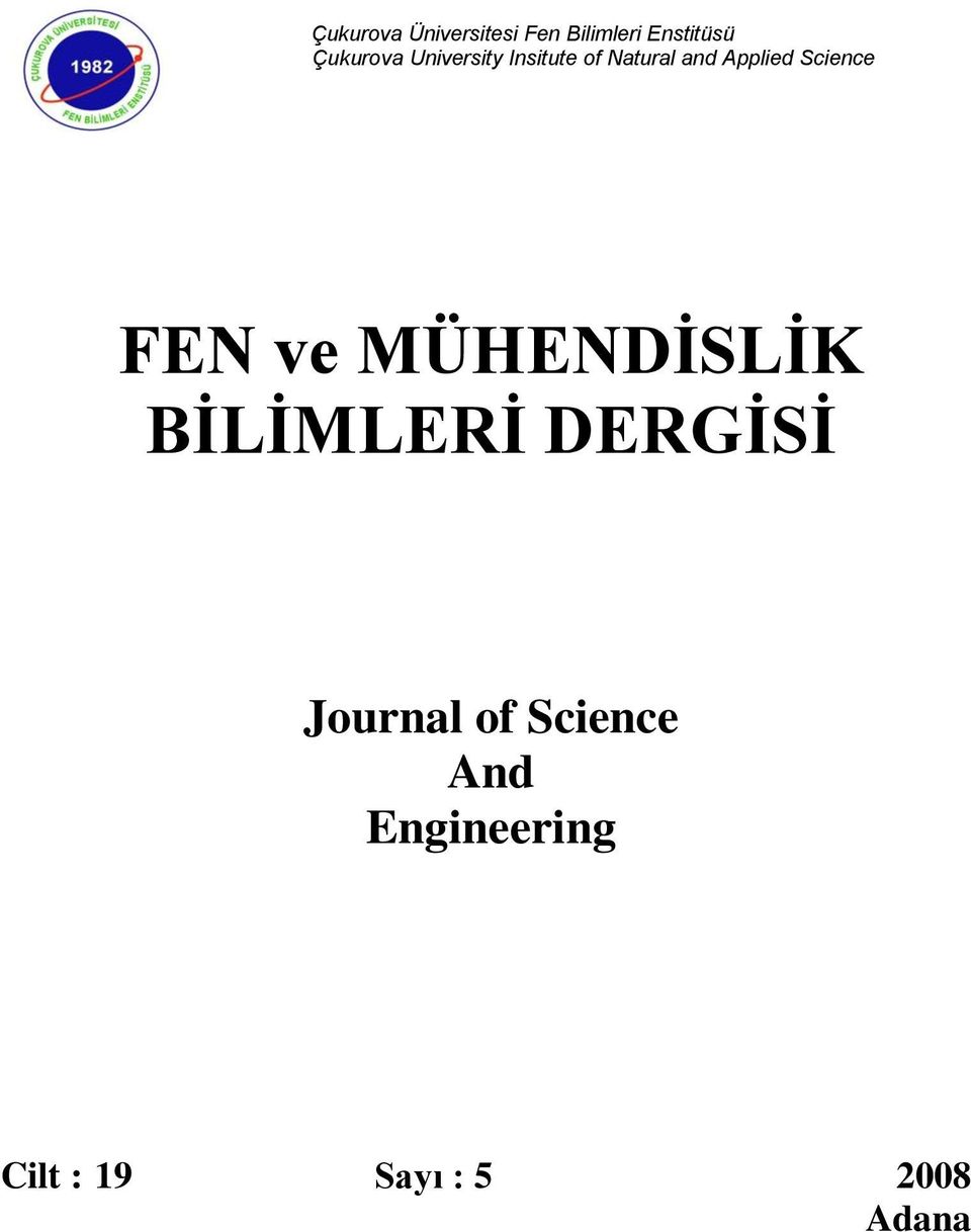 Science FEN ve MÜHENDİSLİK BİLİMLERİ DERGİSİ