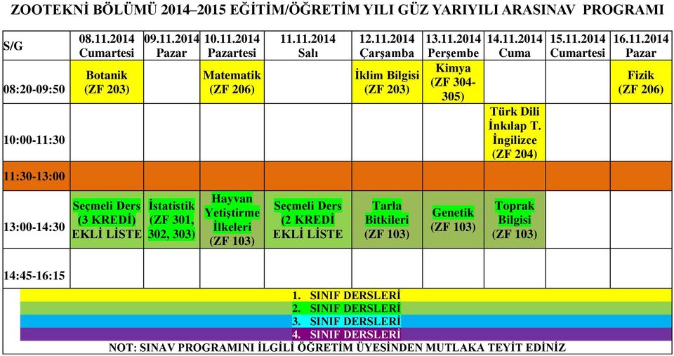 304-305) (ZF 204) İstatistik (ZF 301, 302, 303) İlkeleri