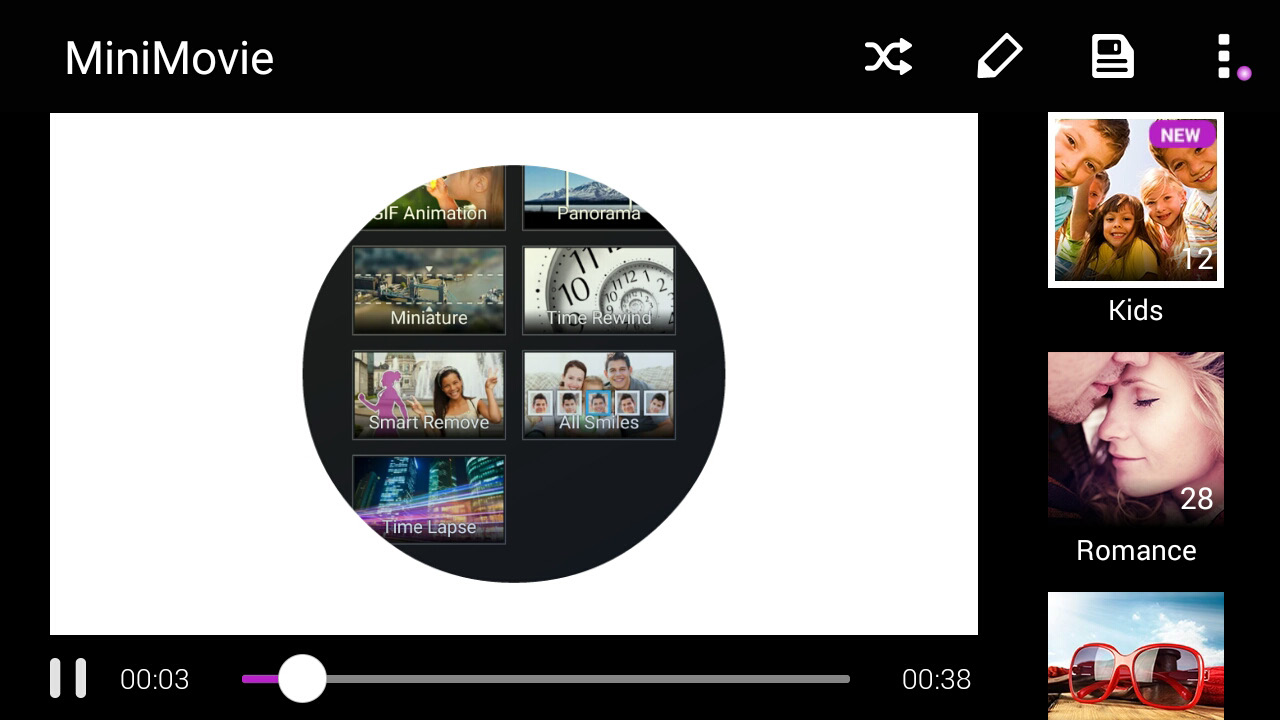 MiniMovie Kullanma Gallery (Galeri) uygulamasının MiniMovie özelliğini kullanarak, fotoğrafları yaratıcı slayt gösterisine dönüştürün.
