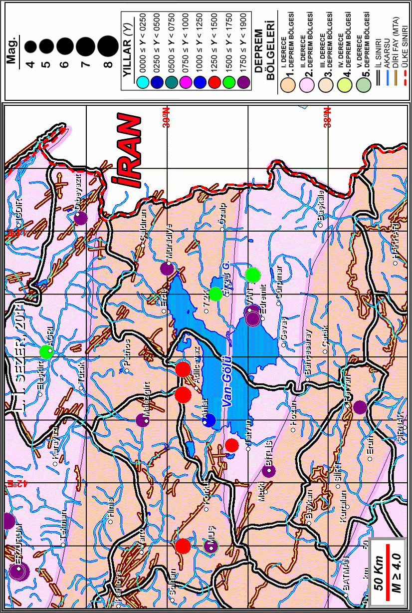 Van Yöresinin Depremselliği Seismicity in the Van Sismotectonic Region 75 Şekil