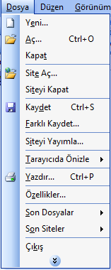 FrontPage Nasıl Kullanılır? 4 1. Dosya Menüsü Tarayıcıda Önizle: Bu seçenek yaptığınız sitenin internet tarayıcılarında nasıl durduğunu görmenizi sağlar.